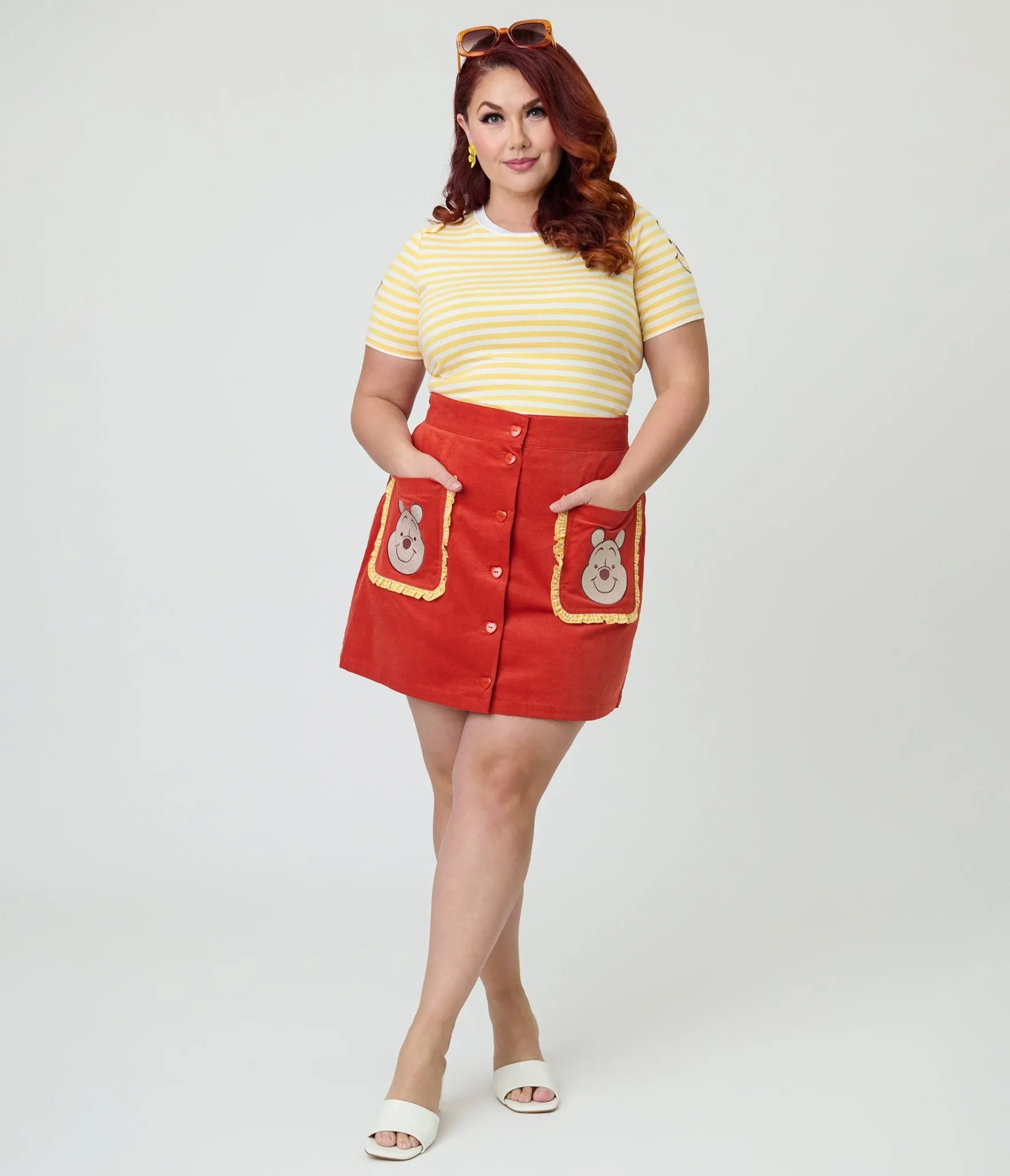 Disney Winnie the Pooh Collection by Smak Parlour Plus Size Red Embroidered Pocket Mini Skirt sold by Unique Vintage product image thumbnail 4