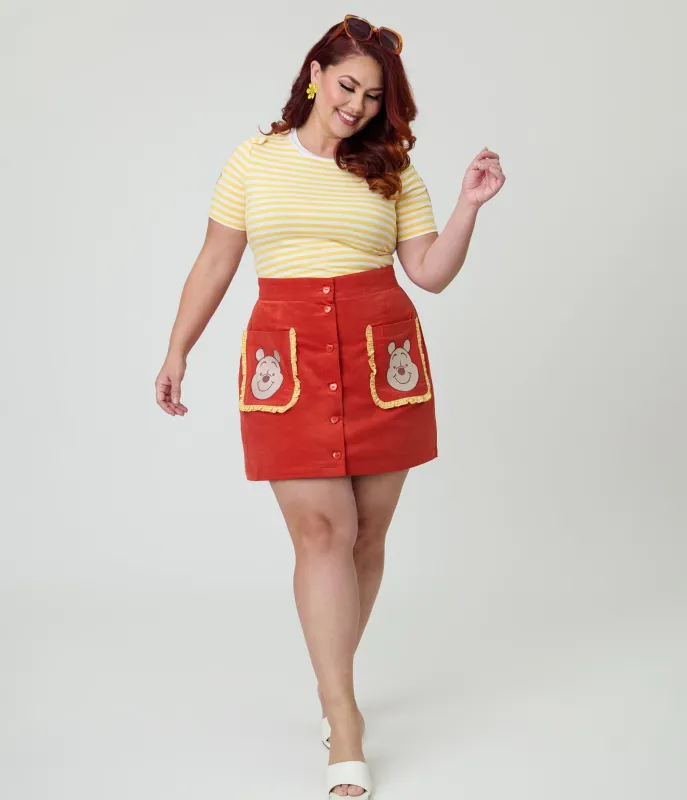 Disney Winnie the Pooh Collection by Smak Parlour Plus Size Red Embroidered Pocket Mini Skirt sold by Unique Vintage