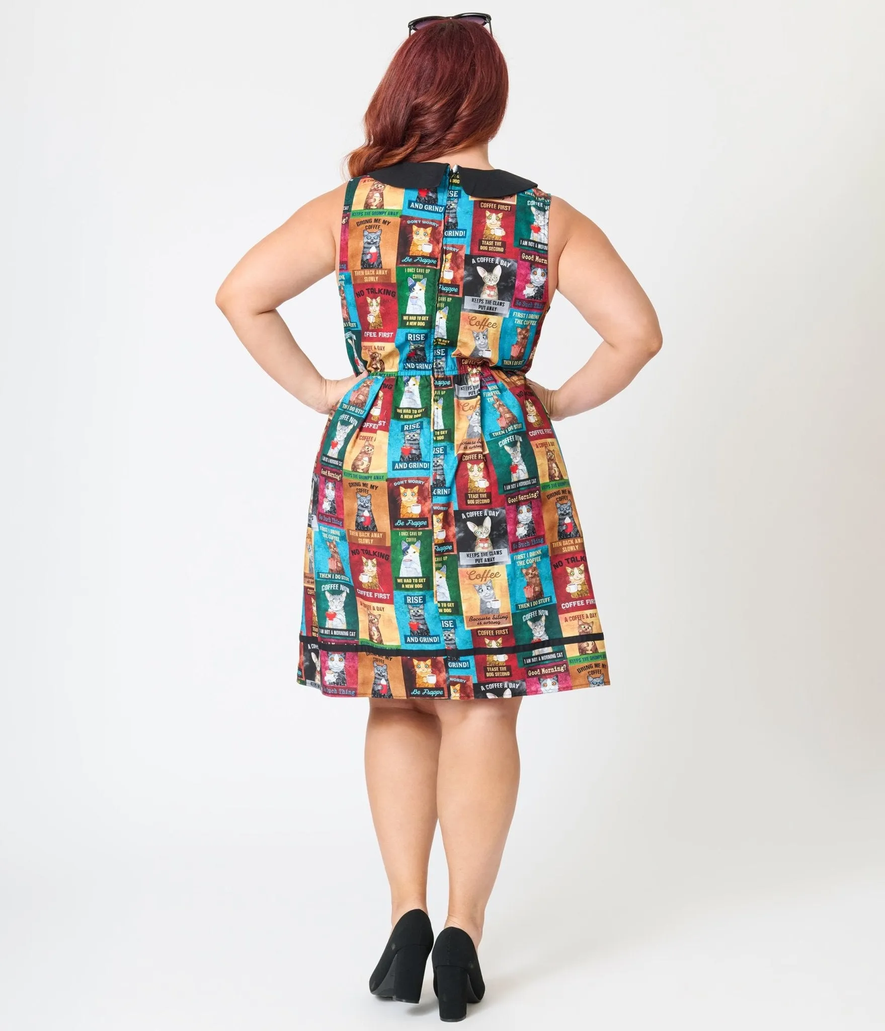 Retrolicious Plus Size Cats & Coffee Sign Fit & Flare Dress sold by Unique Vintage product image thumbnail 2