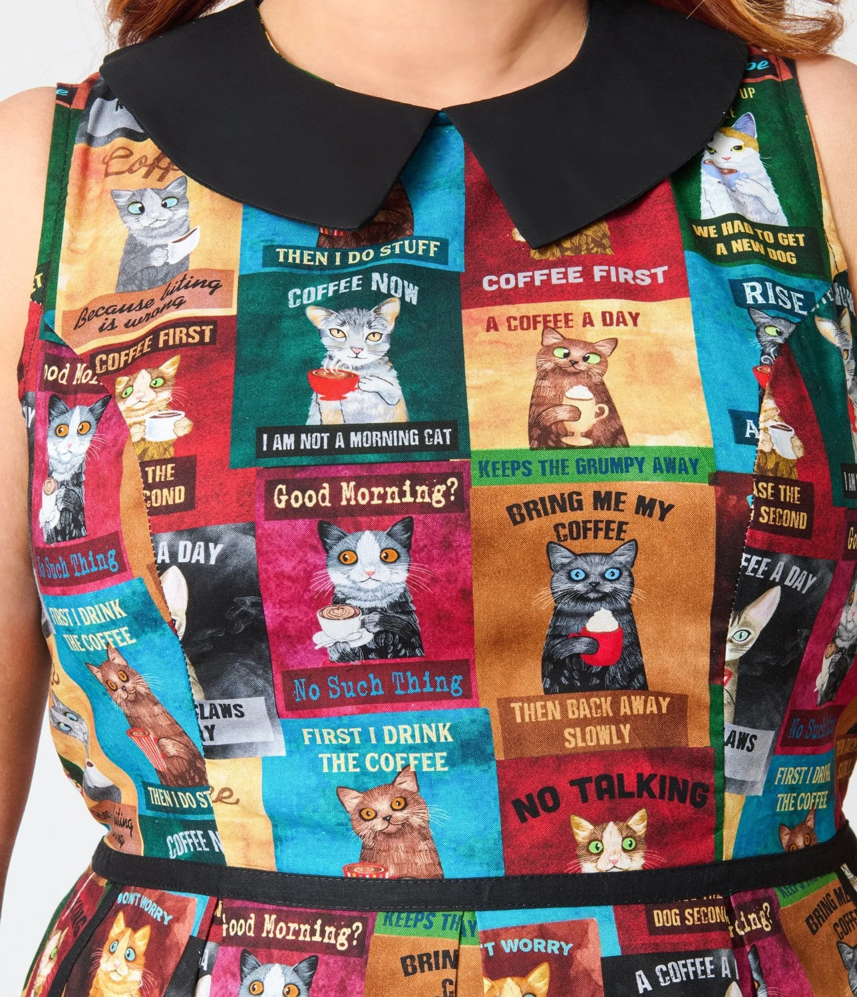 Retrolicious Plus Size Cats & Coffee Sign Fit & Flare Dress sold by Unique Vintage product image thumbnail 5