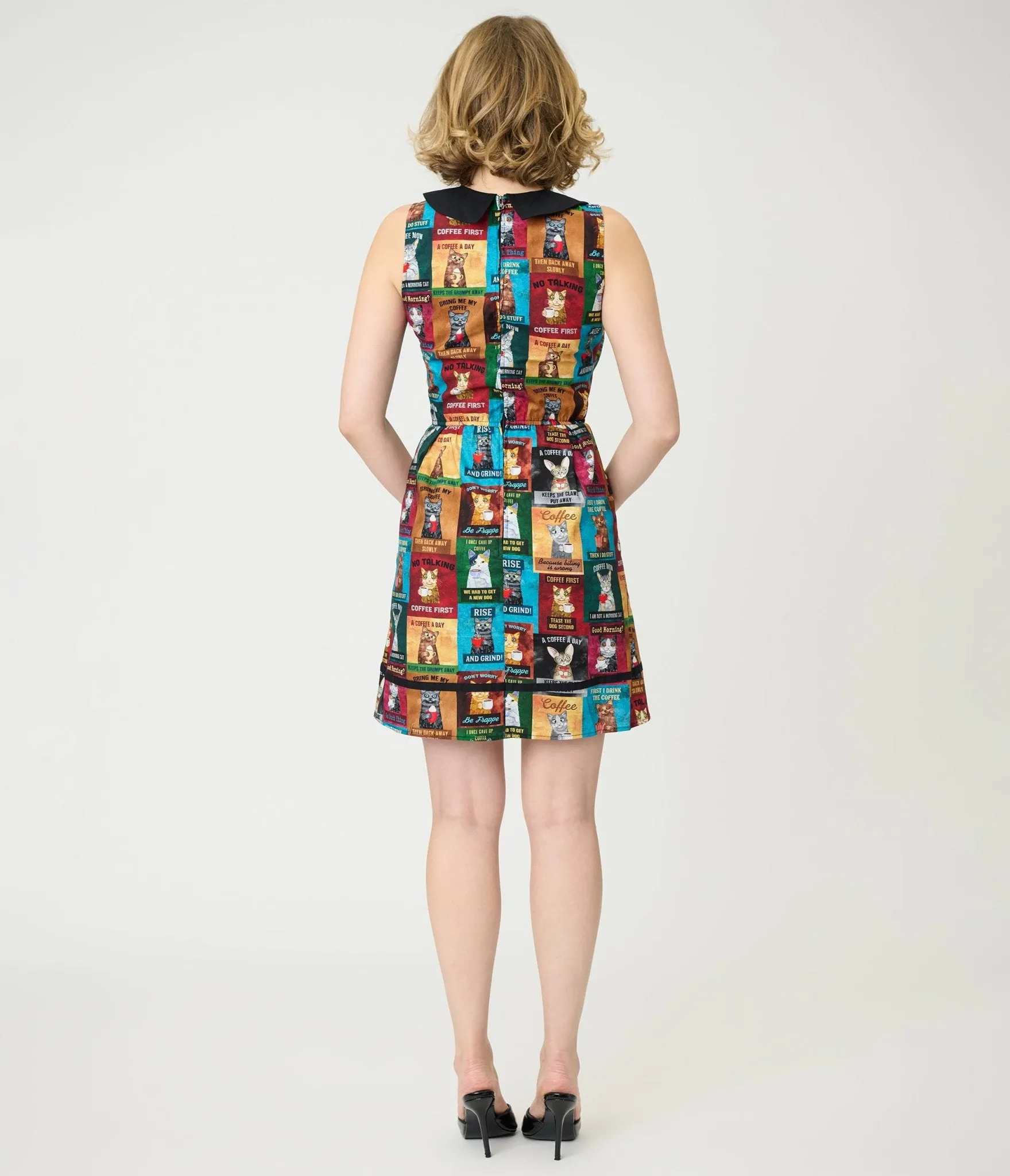Retrolicious Cats & Coffee Sign Fit & Flare Dress sold by Unique Vintage product image thumbnail 2