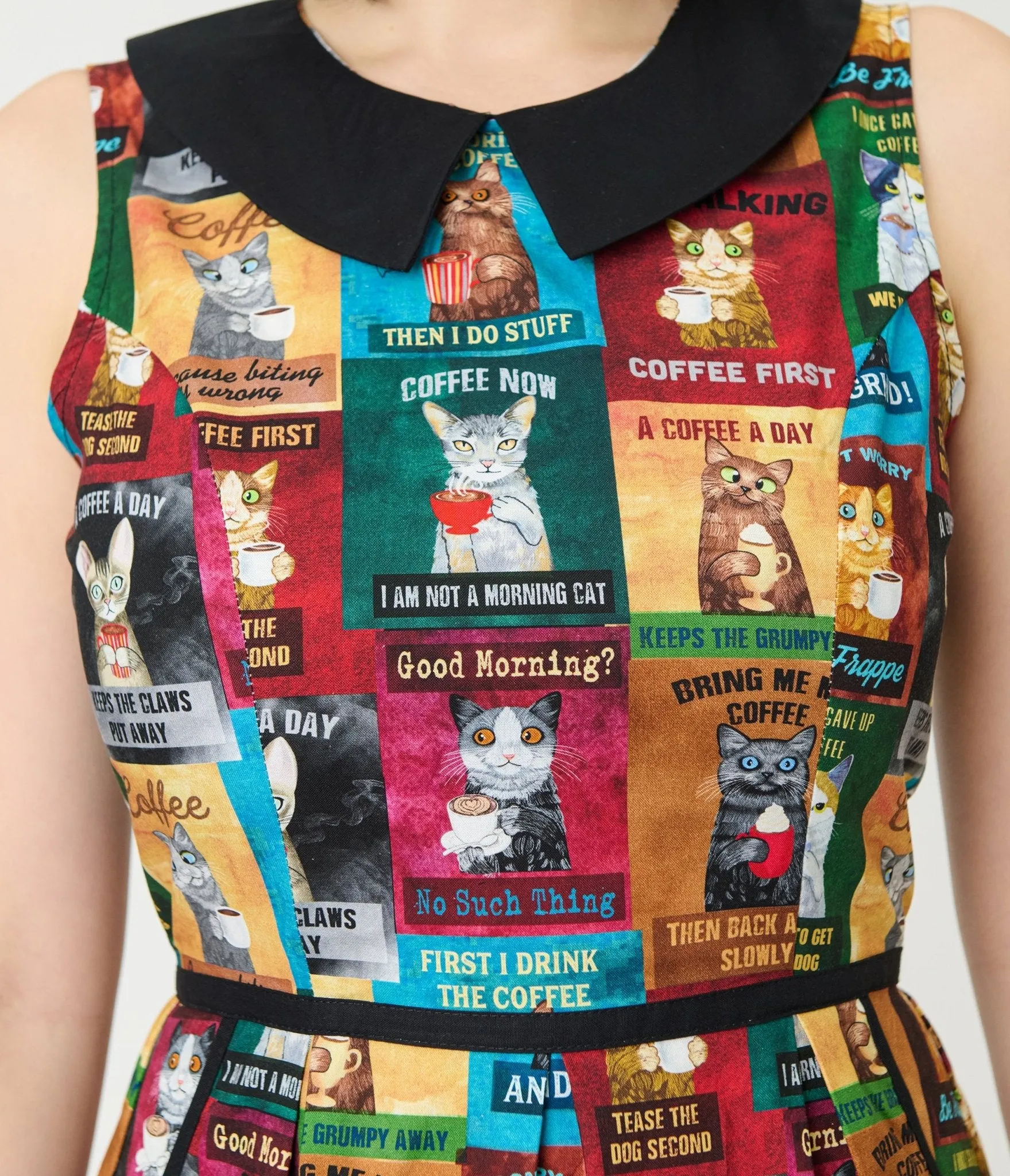 Retrolicious Cats & Coffee Sign Fit & Flare Dress sold by Unique Vintage product image thumbnail 5