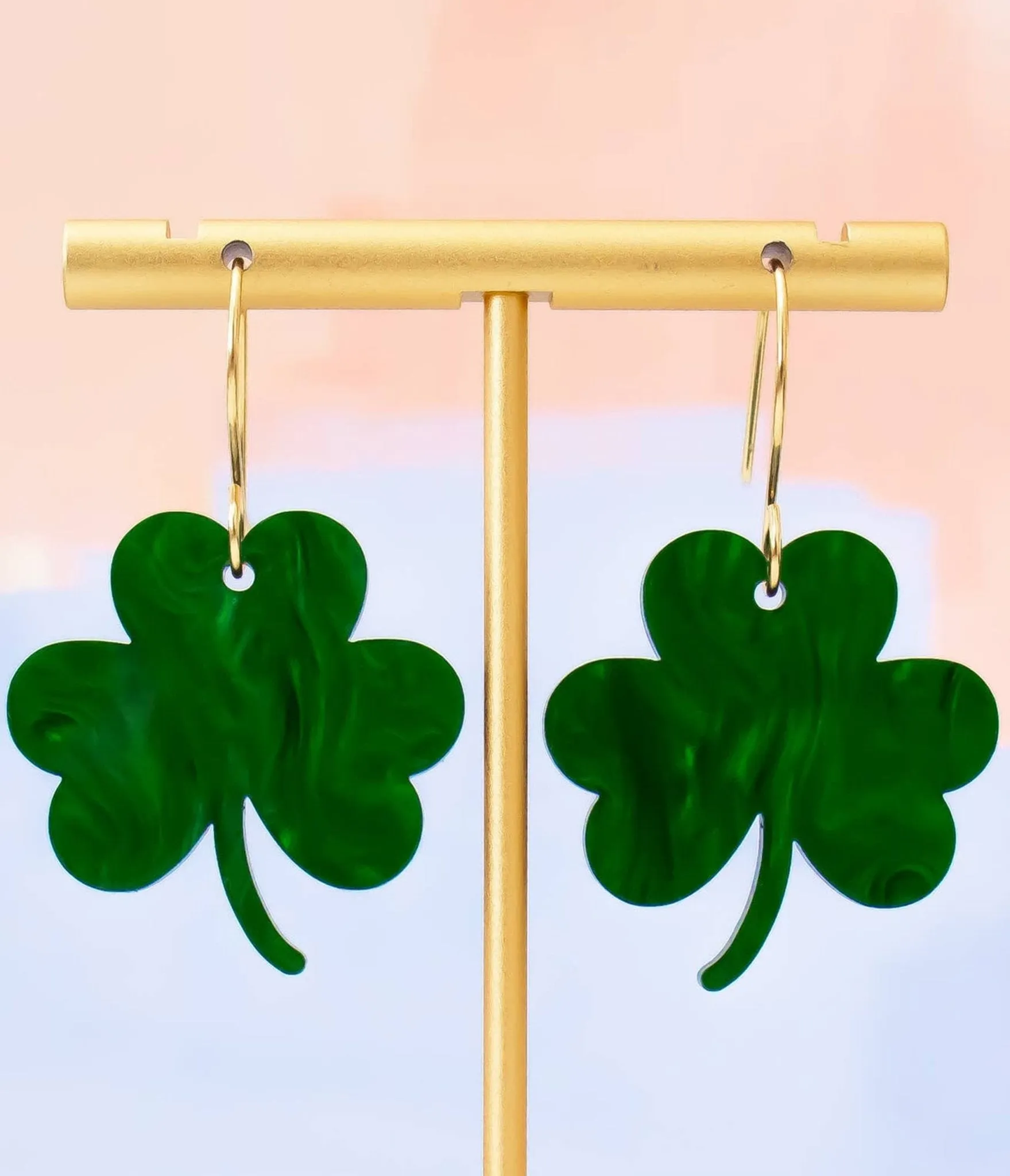 Green Shamrock Earrings sold by Unique Vintage product image thumbnail 2