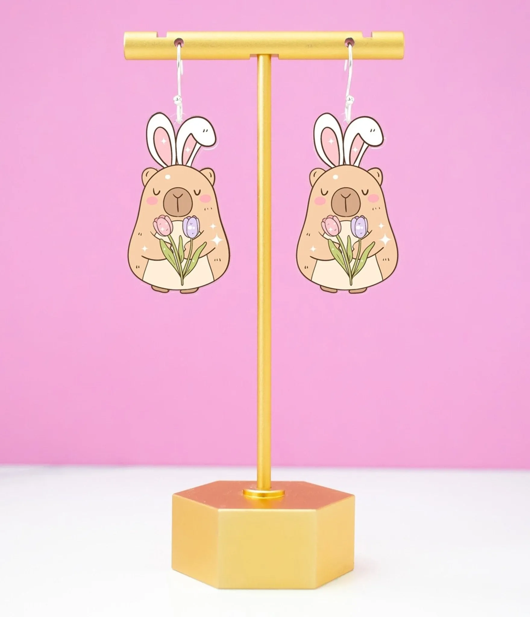 Capybara Easter Bunny Earrings sold by Unique Vintage