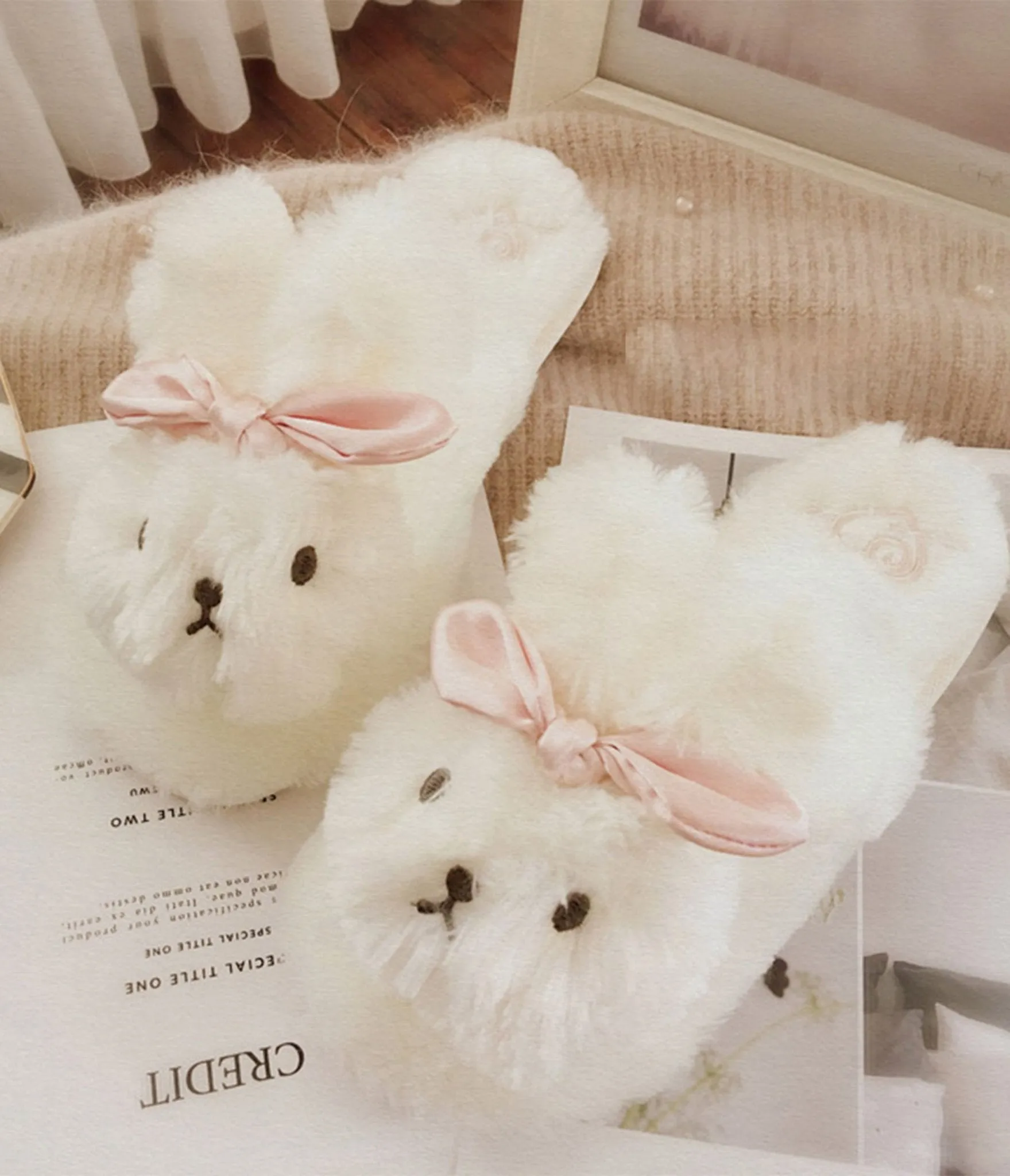 White Rabbit Cotton Slippers sold by Unique Vintage product image thumbnail 2