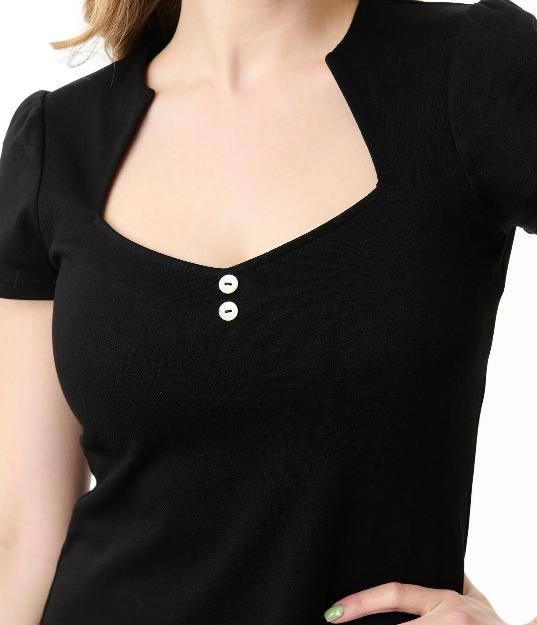 Unique Vintage Black Pentagon Collar Knit Top sold by Unique Vintage product image thumbnail 2