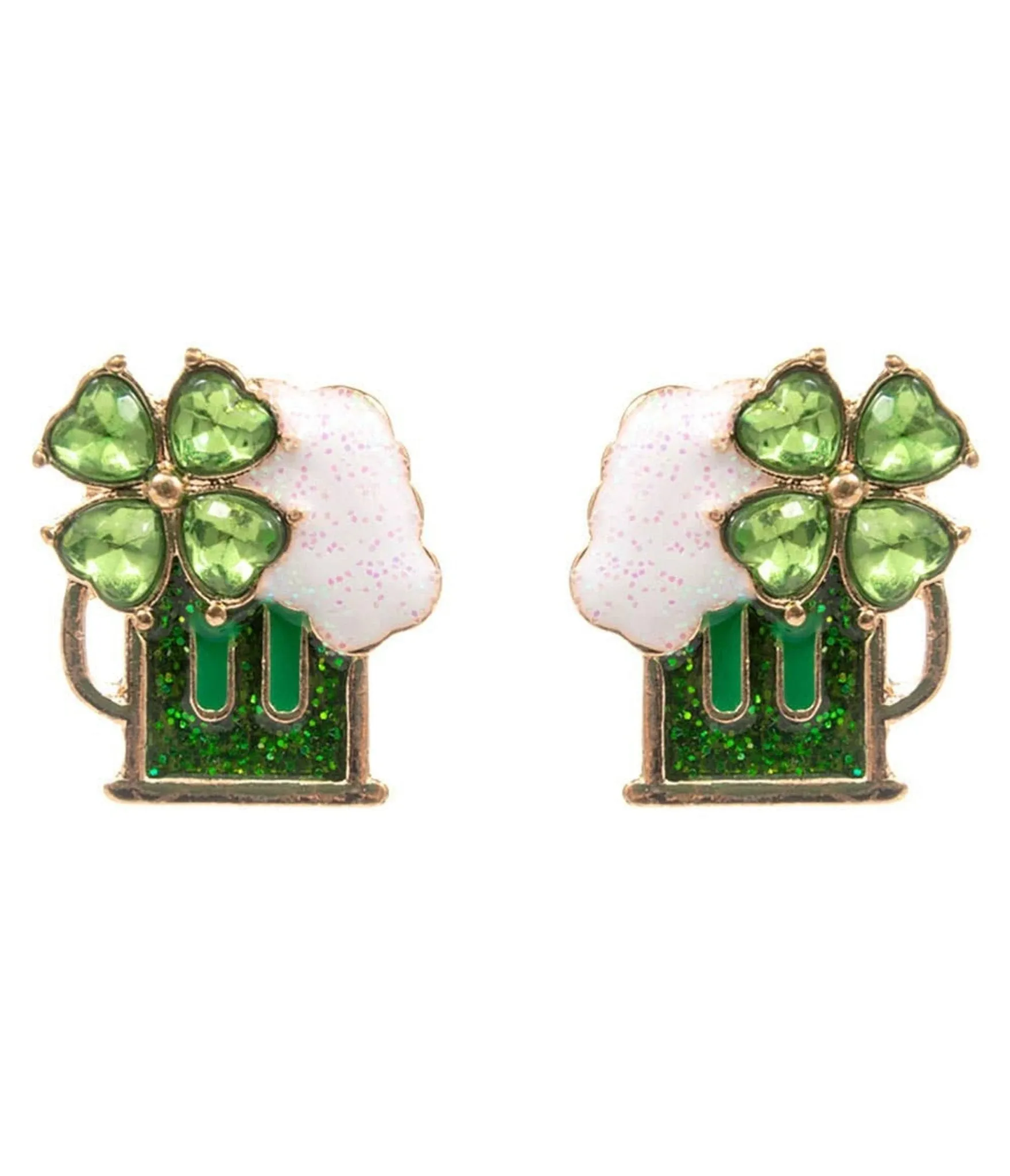 Shamrock Beer Mug Earrings sold by Unique Vintage product image thumbnail 3