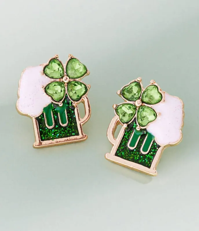 Shamrock Beer Mug Earrings sold by Unique Vintage