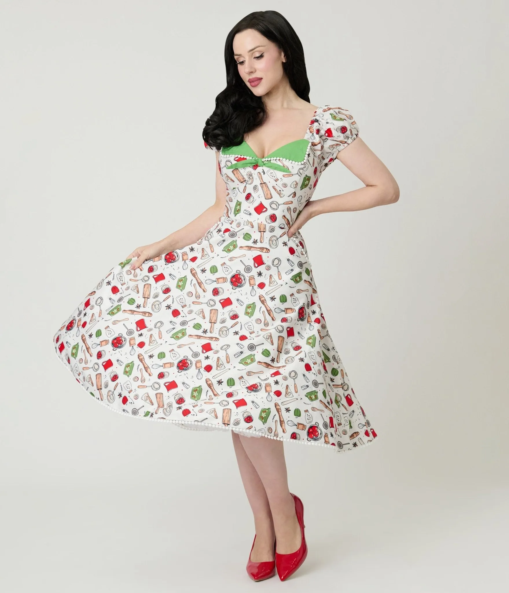 Unique Vintage Retro Kitchen Print Swing Dress sold by Unique Vintage product image thumbnail 4