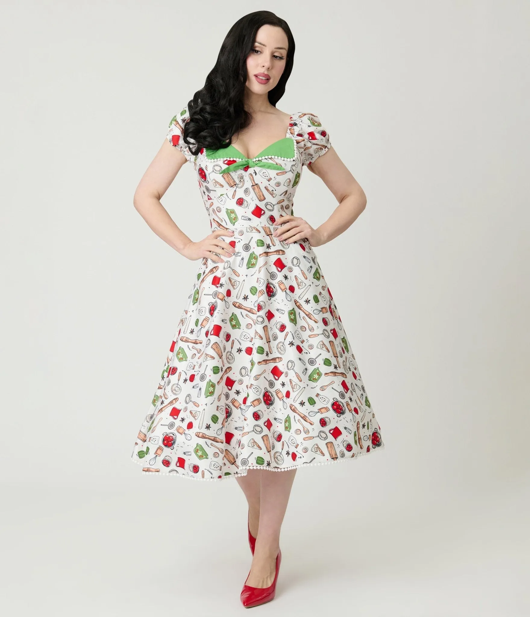 Unique Vintage Retro Kitchen Print Swing Dress sold by Unique Vintage product image thumbnail 3