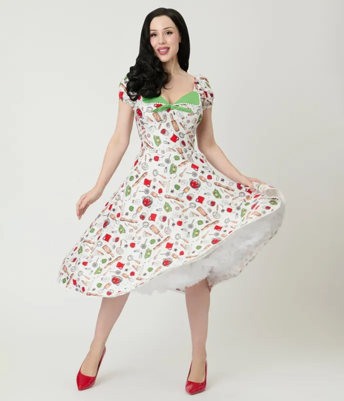 Unique Vintage Retro Kitchen Print Swing Dress sold by Unique Vintage