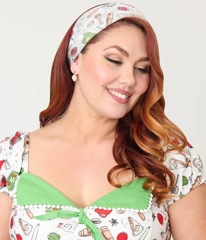 Unique Vintage Retro Kitchen Print Hair Scarf made by Unique Vintage