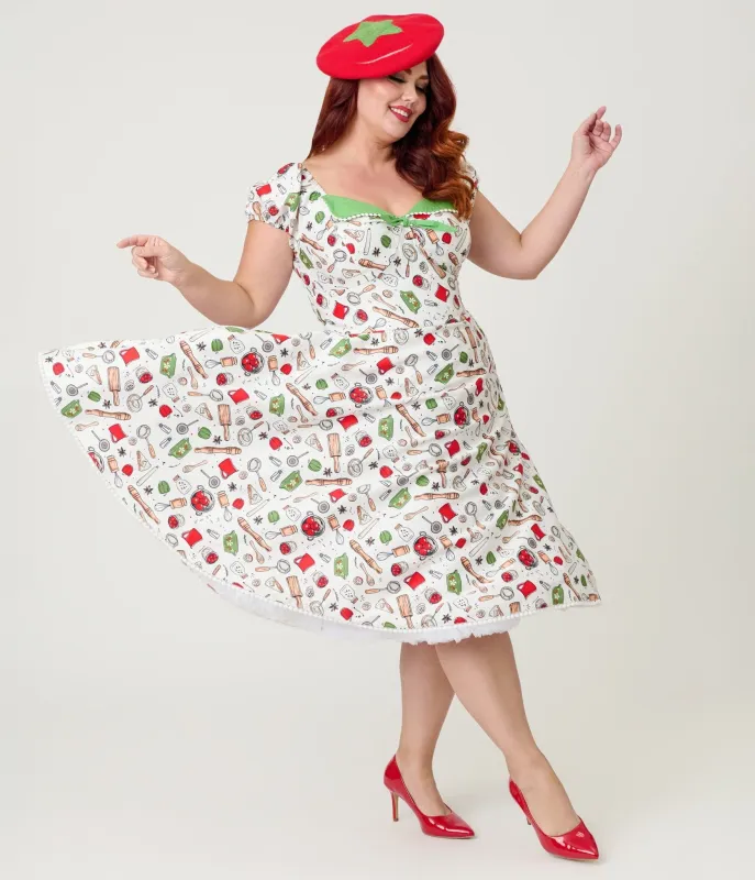 Unique Vintage Plus Size Retro Kitchen Print Swing Dress sold by Unique Vintage