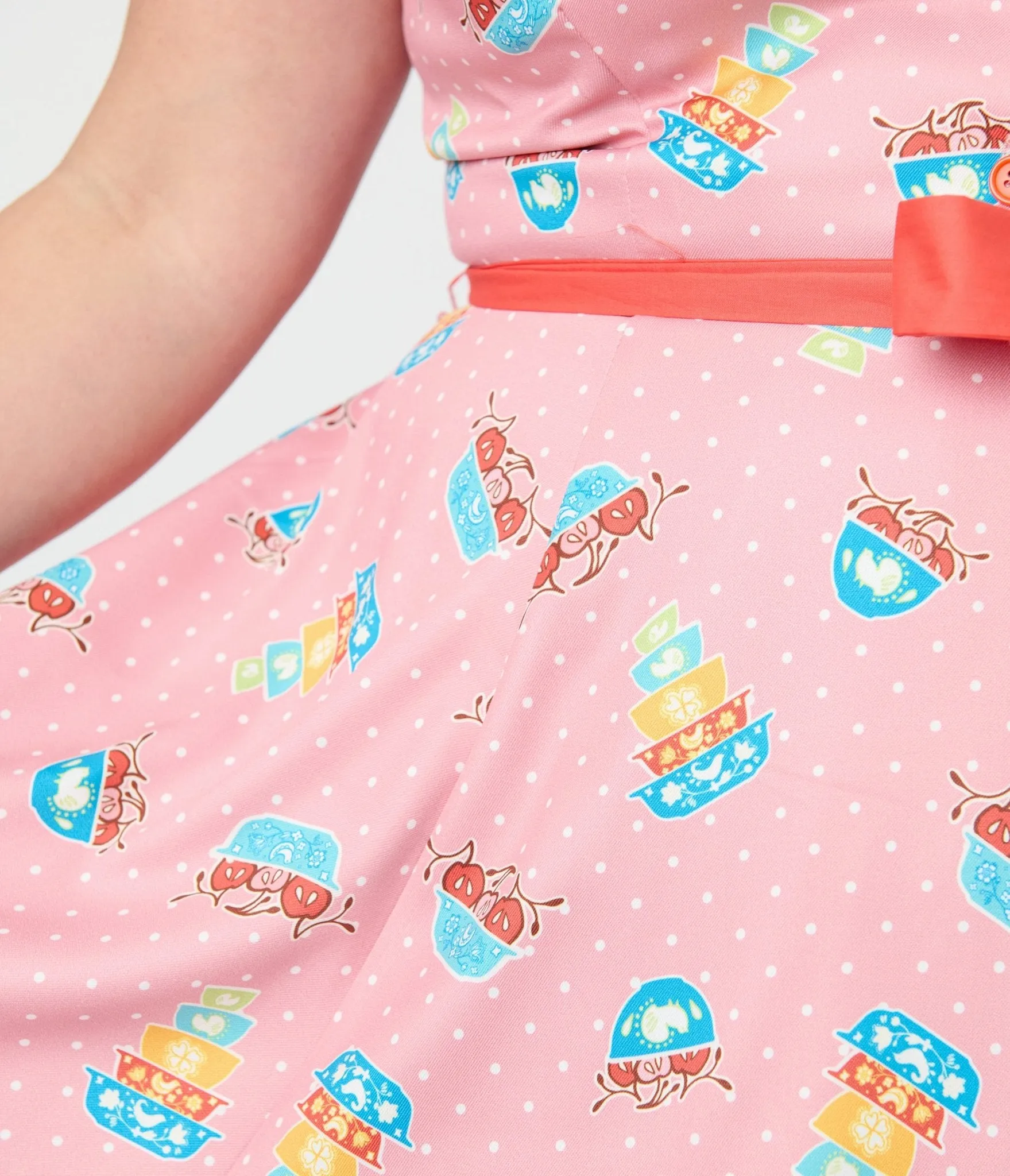 Unique Vintage Plus Size Pink Pyrex Print Cotton Shirt Dress sold by Unique Vintage product image thumbnail 4