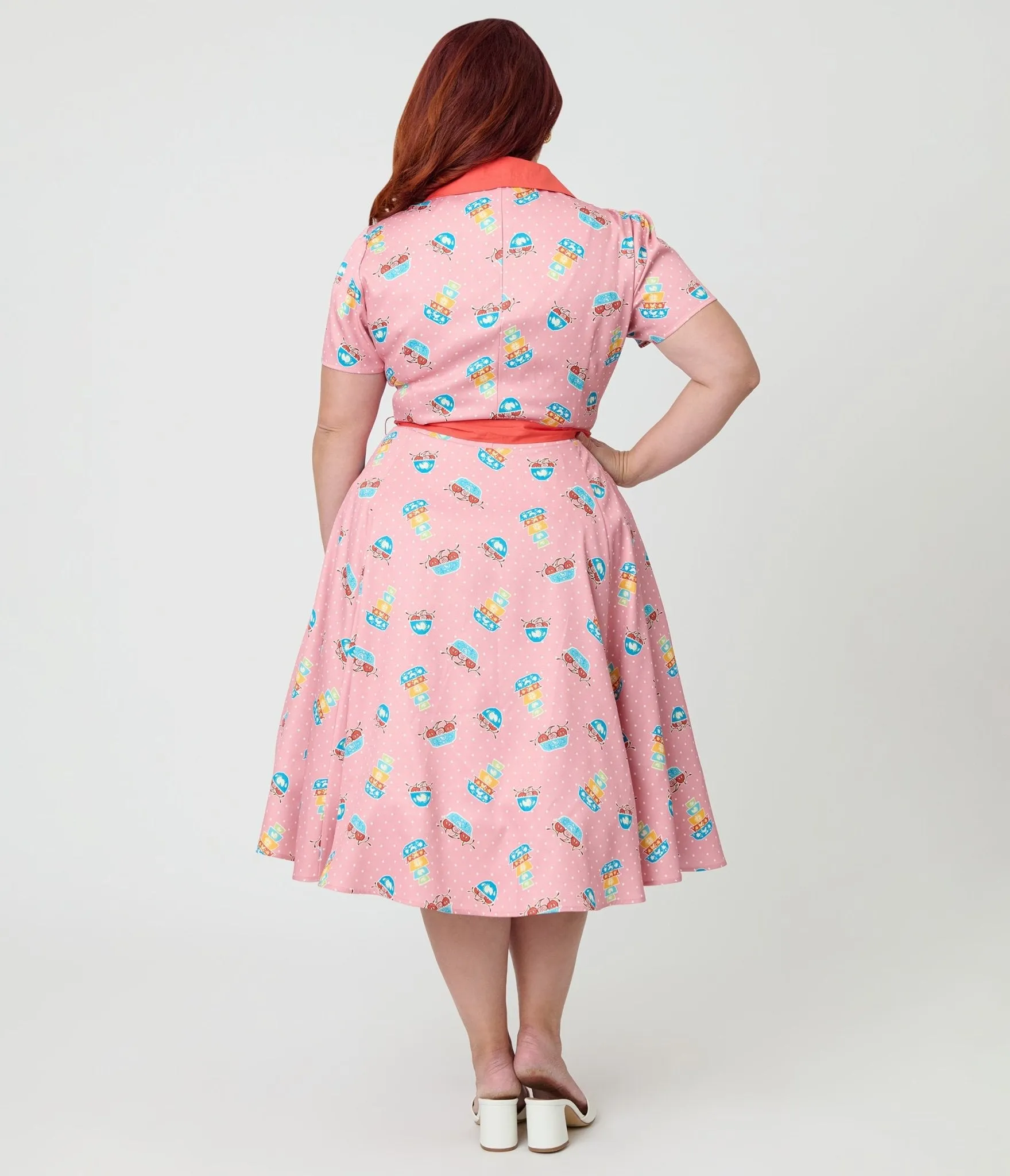 Unique Vintage Plus Size Pink Pyrex Print Cotton Shirt Dress sold by Unique Vintage product image thumbnail 2