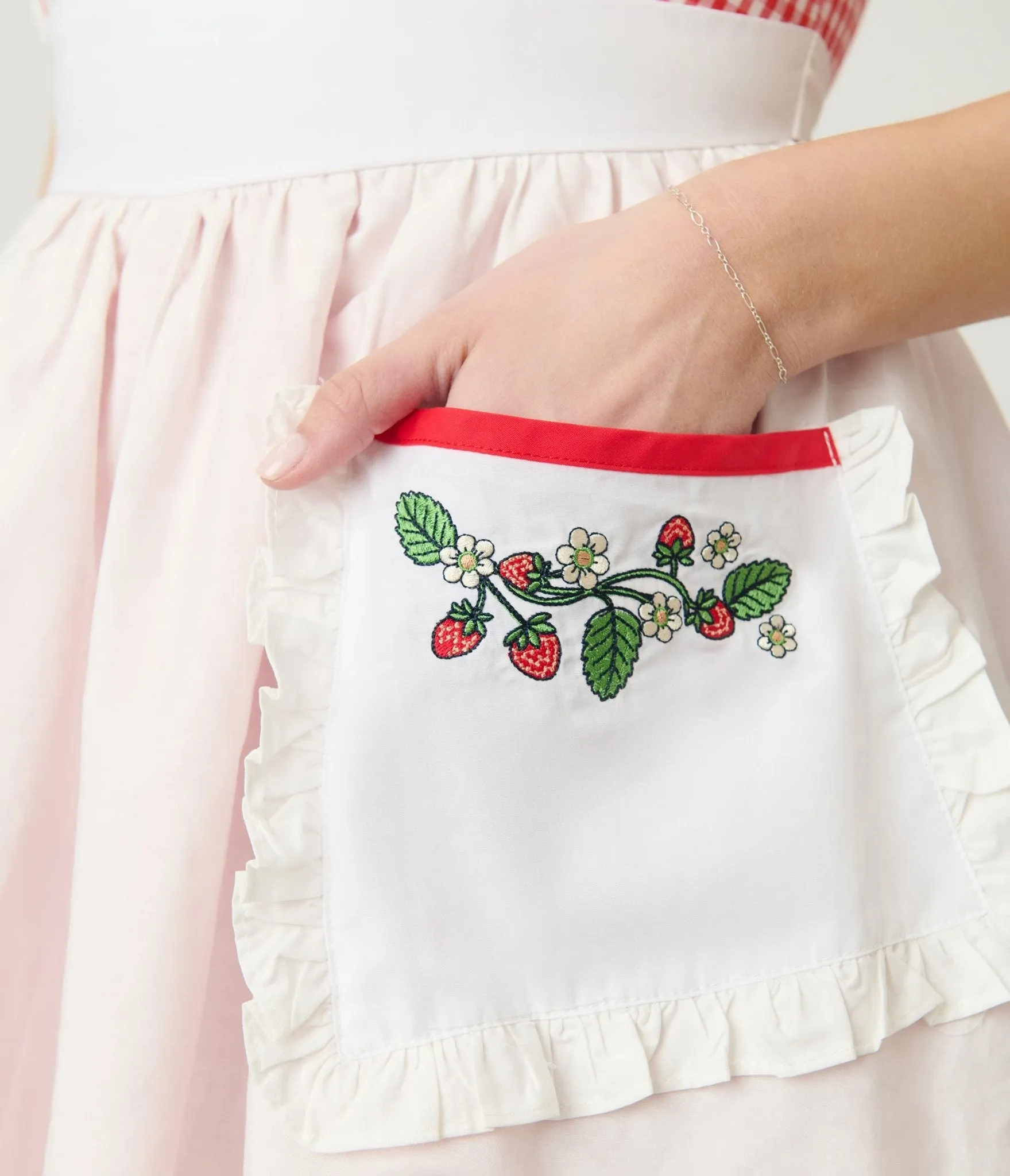 Unique Vintage Red Gingham & White Ruffled Apron Swing Dress sold by Unique Vintage product image thumbnail 5