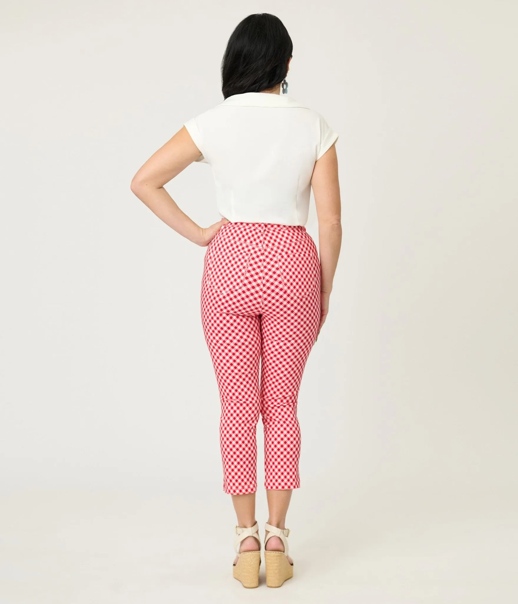 Unique Vintage Red Gingham Rachelle Capri Pants sold by Unique Vintage product image thumbnail 3