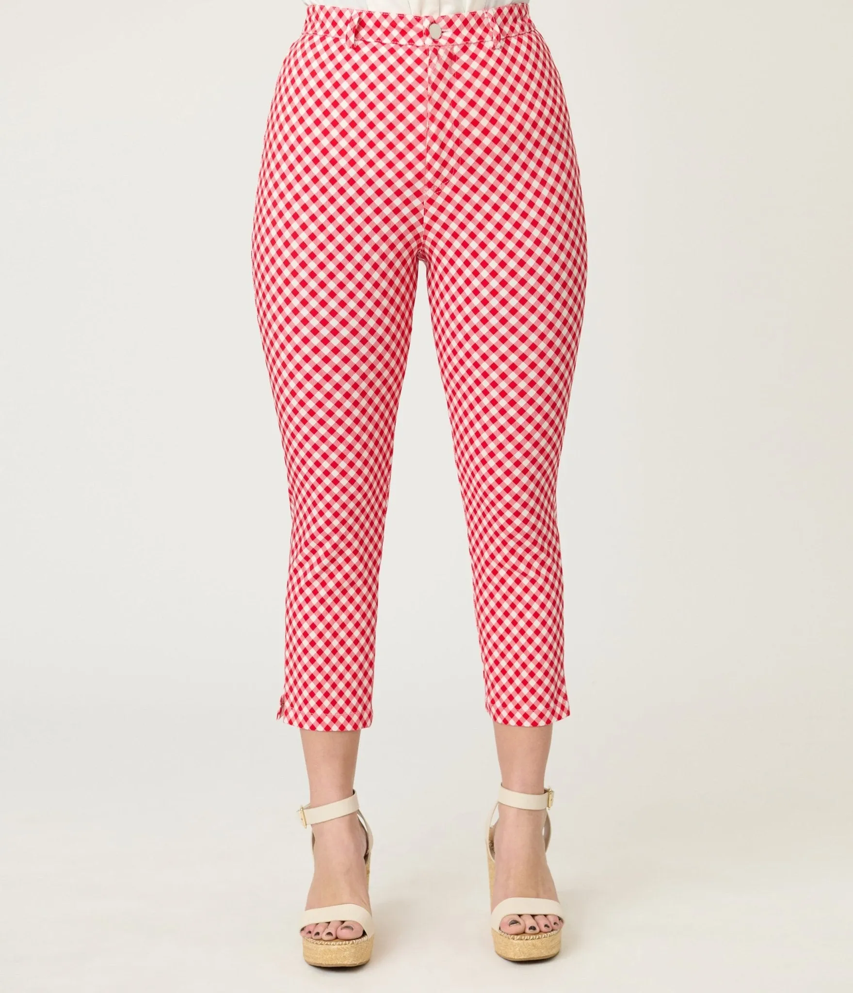 Unique Vintage Red Gingham Rachelle Capri Pants sold by Unique Vintage product image thumbnail 2