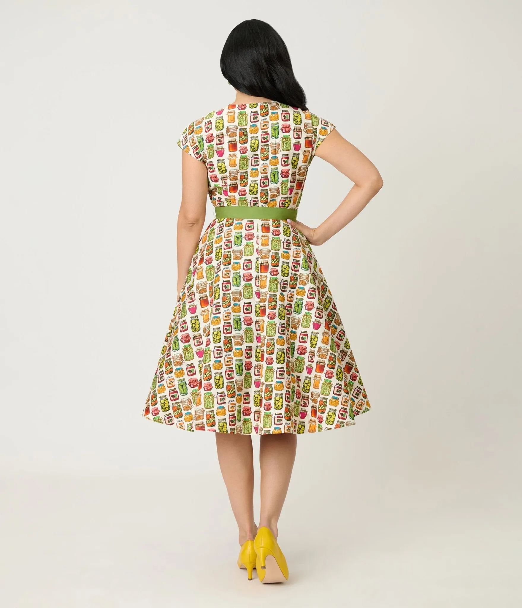 Unique Vintage Green Mason Jar Print Cotton Hedda Swing Dress sold by Unique Vintage product image thumbnail 2