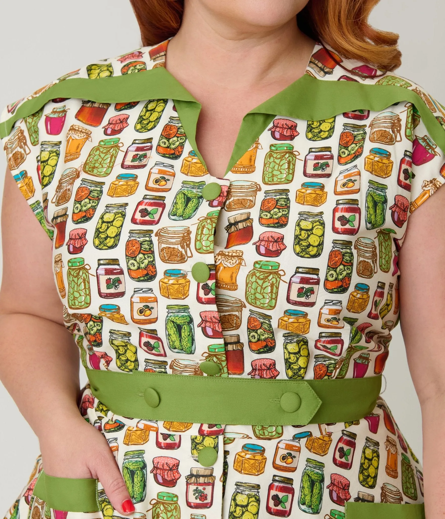 Unique Vintage Plus Size Green Mason Jar Print Cotton Hedda Swing Dress sold by Unique Vintage product image thumbnail 5