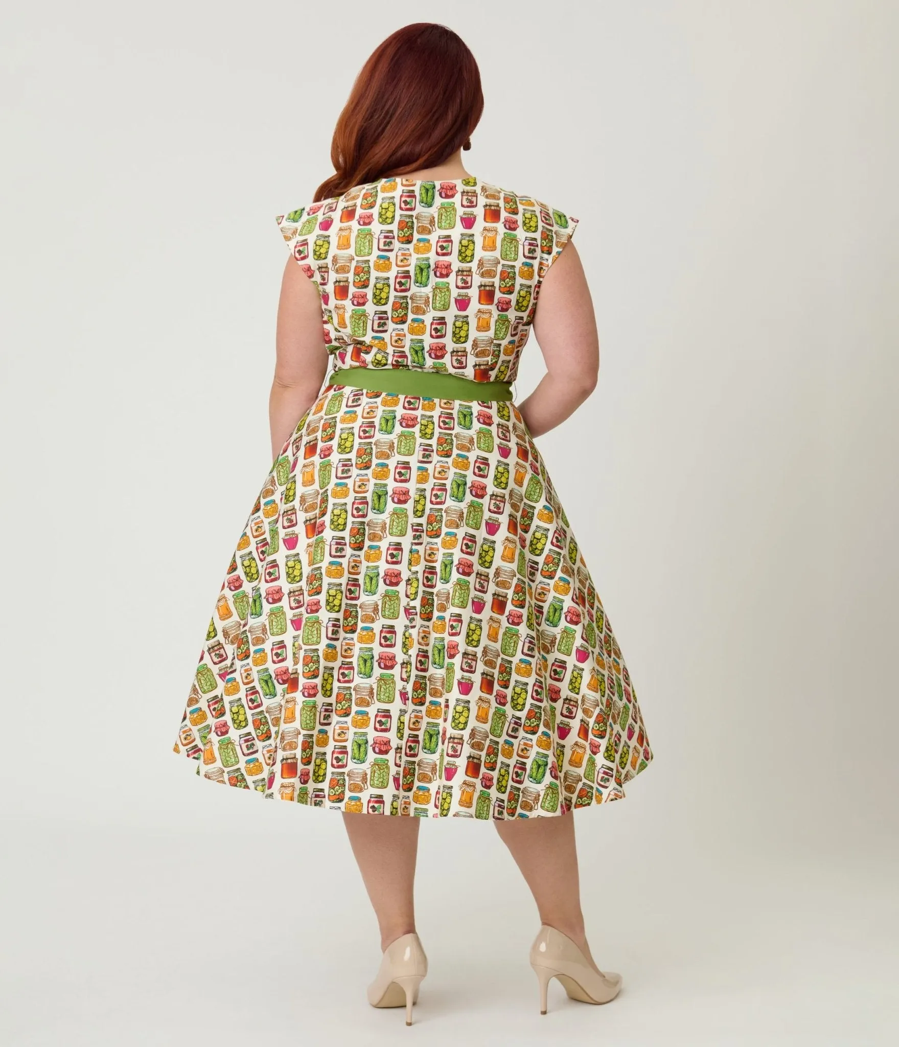 Unique Vintage Plus Size Green Mason Jar Print Cotton Hedda Swing Dress sold by Unique Vintage product image thumbnail 2