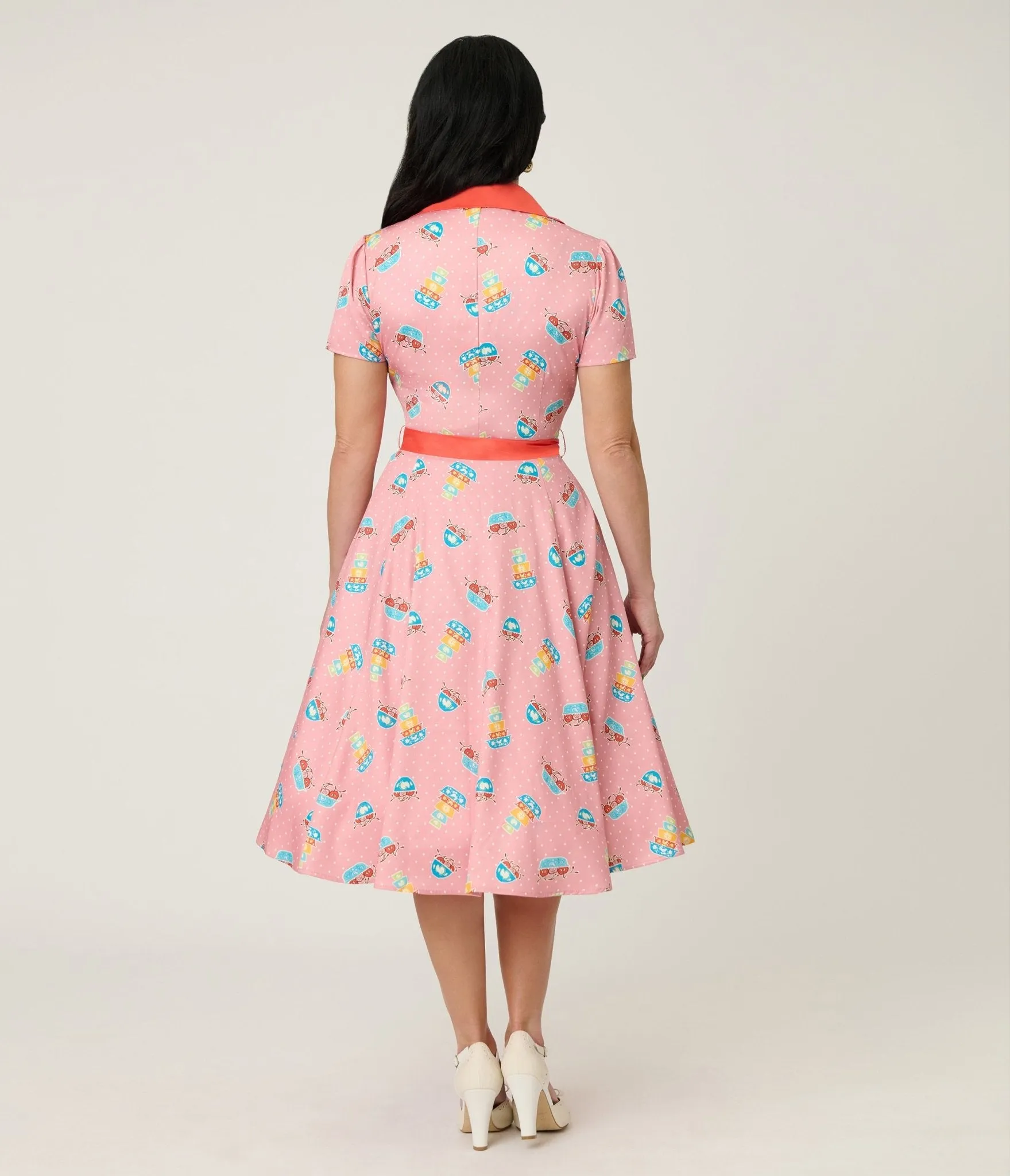 Unique Vintage Pink Pyrex Print Cotton Shirt Dress sold by Unique Vintage product image thumbnail 2