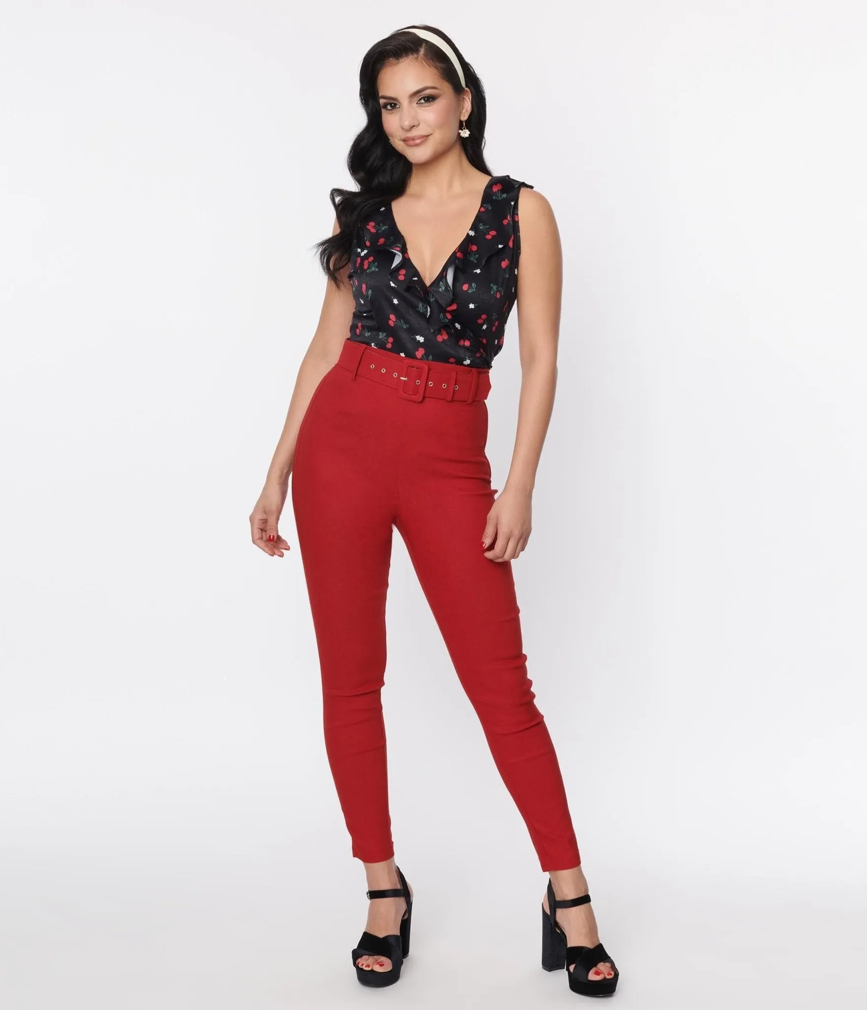 Unique Vintage Red Belted Rizzo Pants sold by Unique Vintage product image thumbnail 4