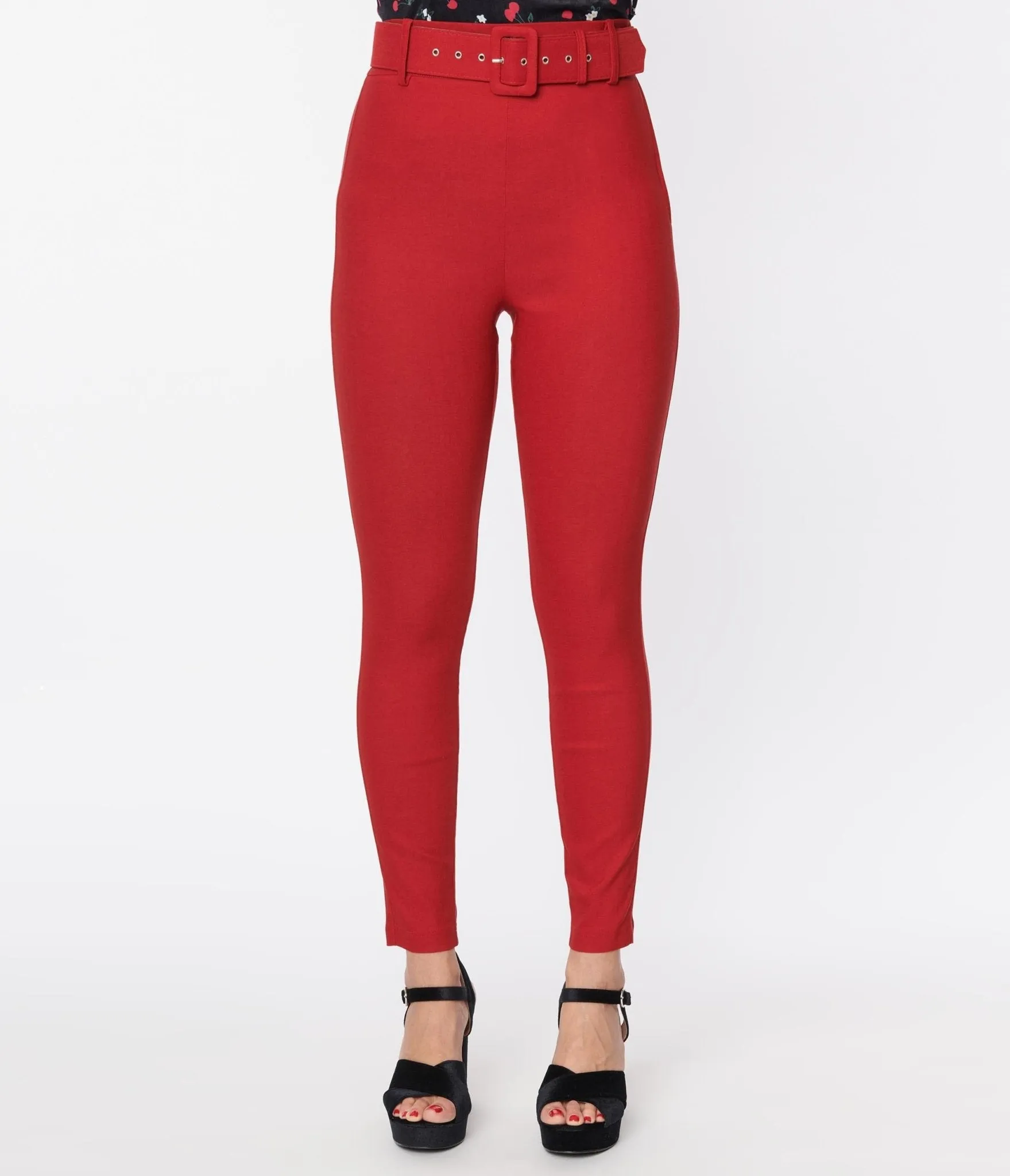 Unique Vintage Red Belted Rizzo Pants sold by Unique Vintage product image thumbnail 2