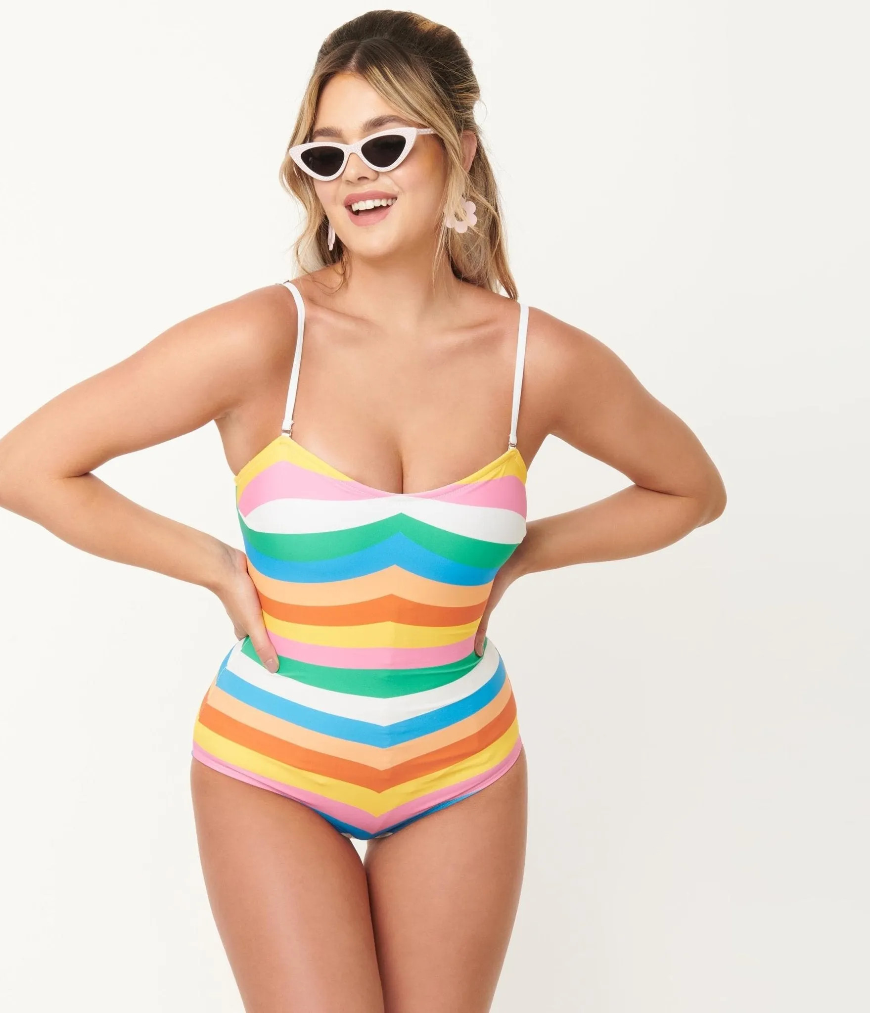Unique Vintage Pride Rainbow Stripes Barbara One Piece Swimsuit sold by Unique Vintage product image thumbnail 5