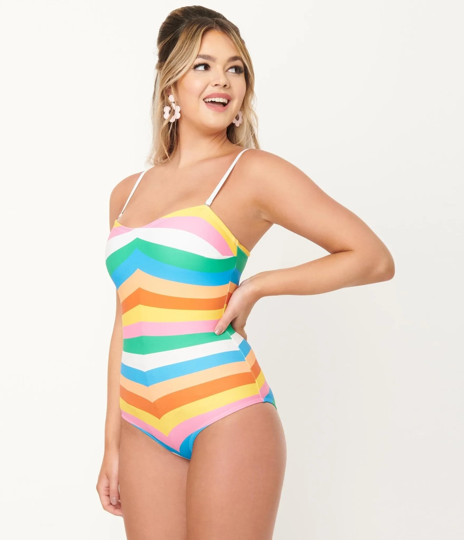 Unique Vintage Pride Rainbow Stripes Barbara One Piece Swimsuit sold by Unique Vintage product image thumbnail 3
