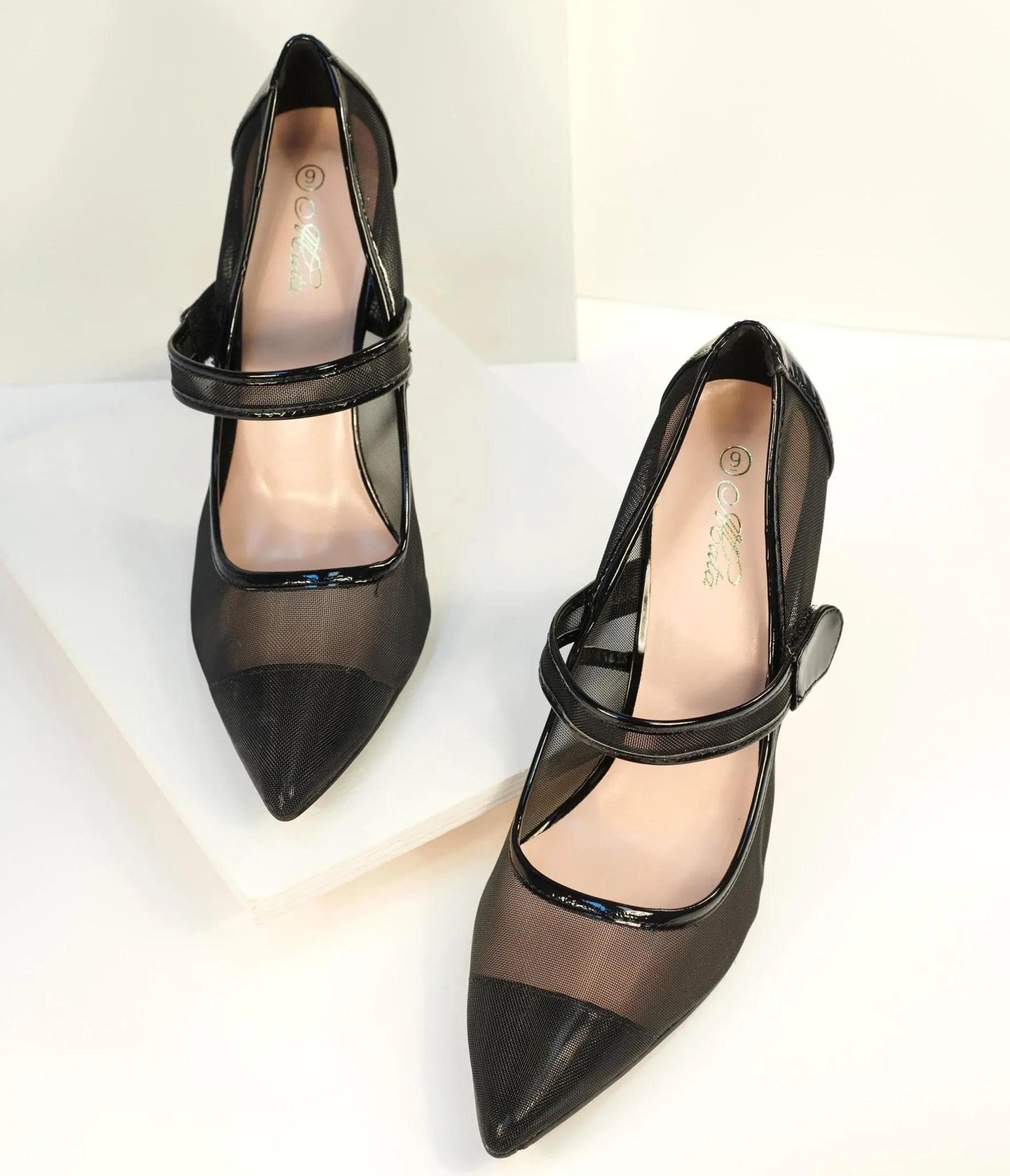 1970s Black Mesh Stiletto Heels sold by Unique Vintage product image thumbnail 4