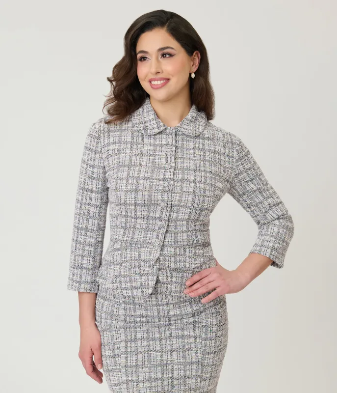 Unique Vintage Lavender Plaid Boucle Peplum Jacket made by Unique Vintage