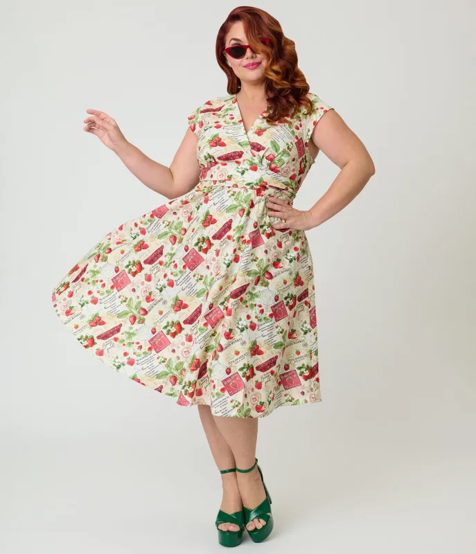 Retrolicious Plus Size Strawberry Print Greta Swing Dress sold by Unique Vintage