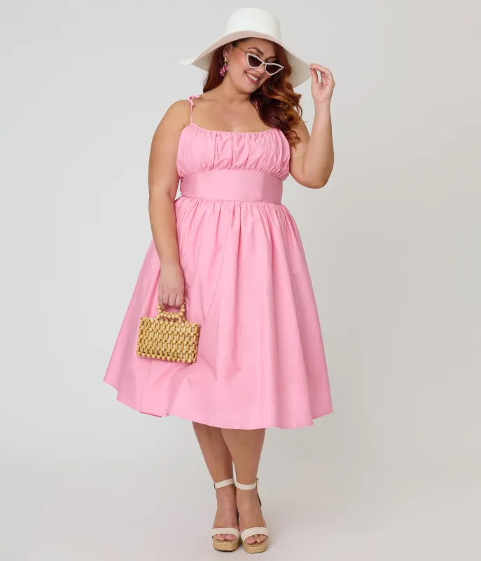 Unique Vintage Plus Size Light Pink Sleeveless Cotton Swing Dress sold by Unique Vintage