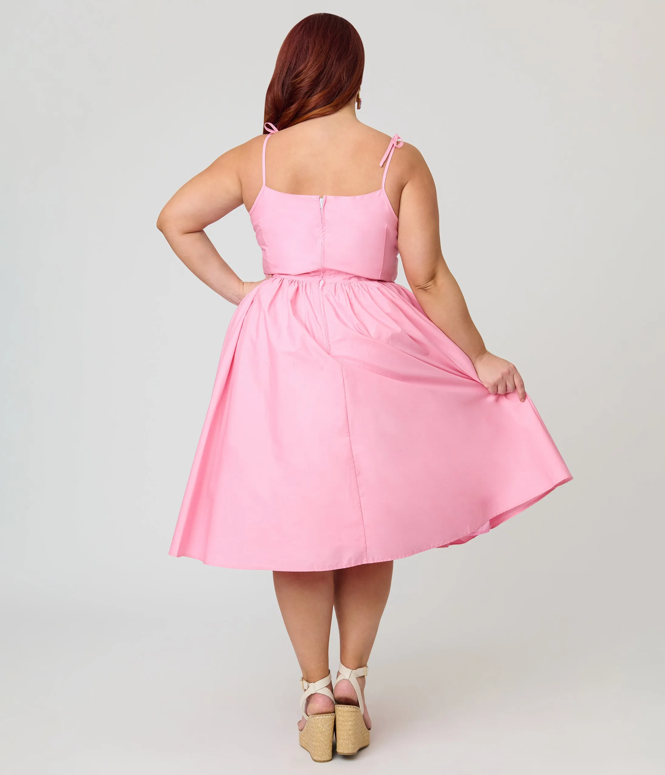 Unique Vintage Plus Size Light Pink Sleeveless Cotton Swing Dress sold by Unique Vintage product image thumbnail 2