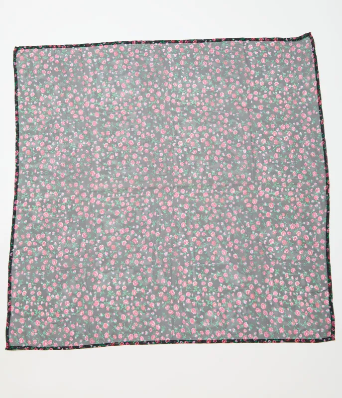 Unique Vintage Black Ditzy Rose Hair Scarf sold by Unique Vintage