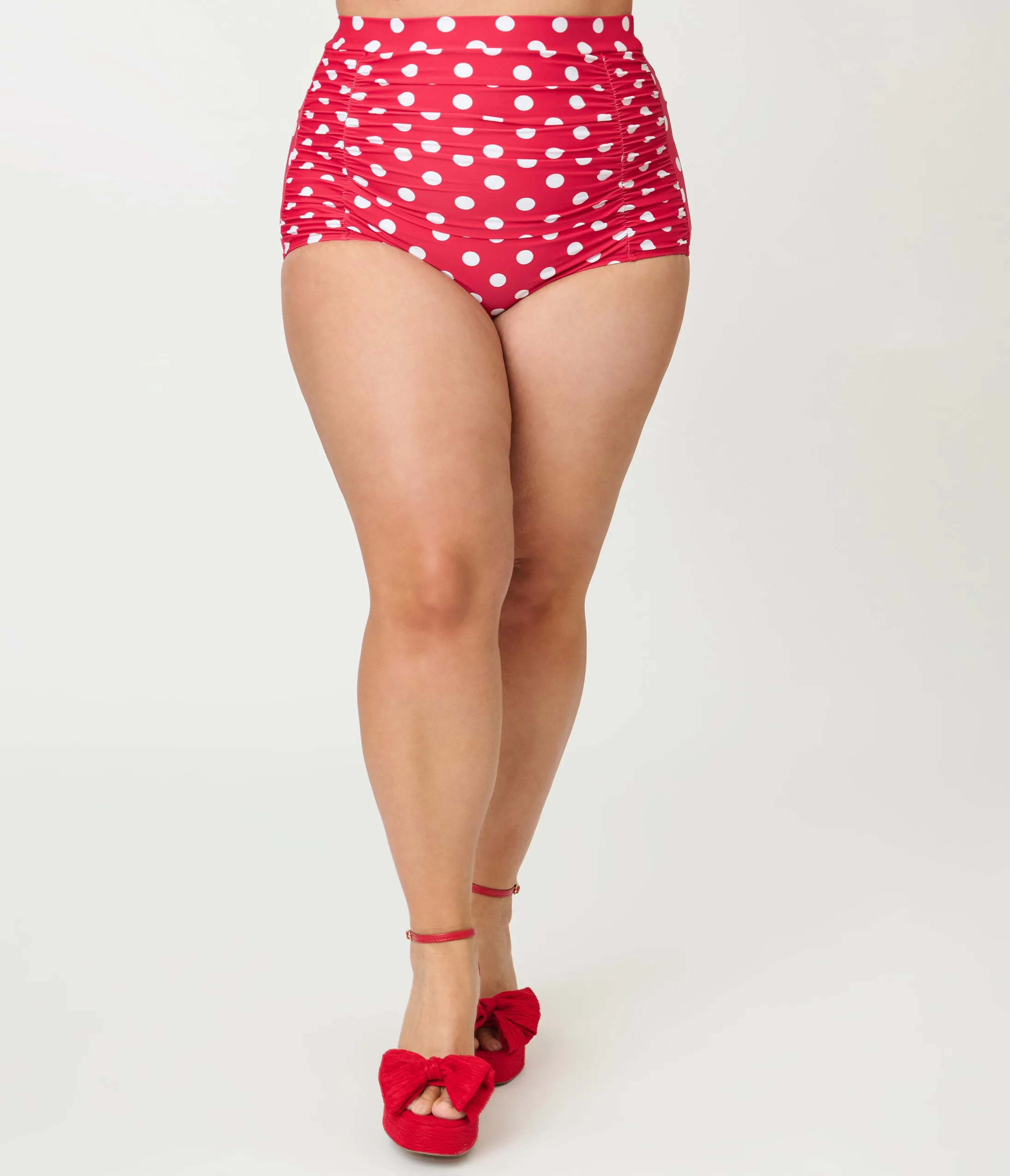 Unique Vintage Plus Size Red White Dots Monroe High Waist Swim Bottom sold by Unique Vintage product image thumbnail 2