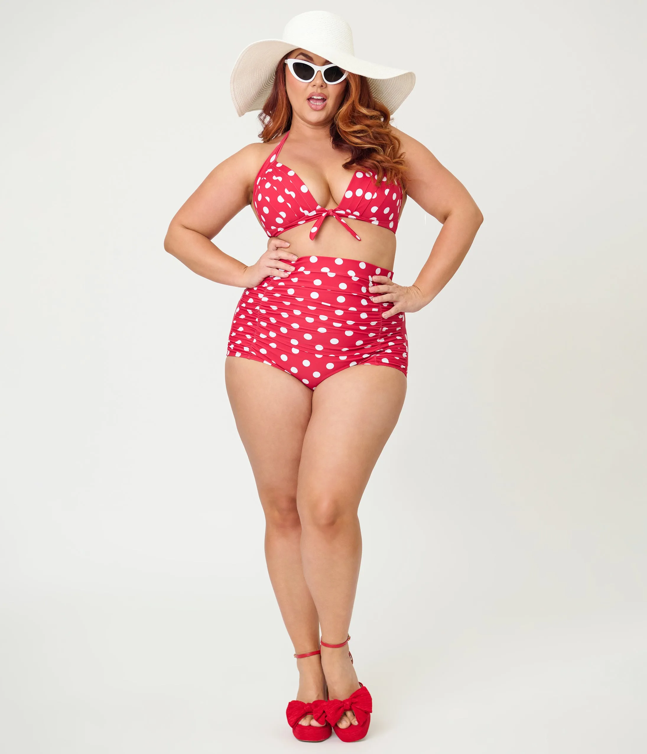 Unique Vintage Plus Size Red White Dots Monroe High Waist Swim Bottom sold by Unique Vintage product image thumbnail 5