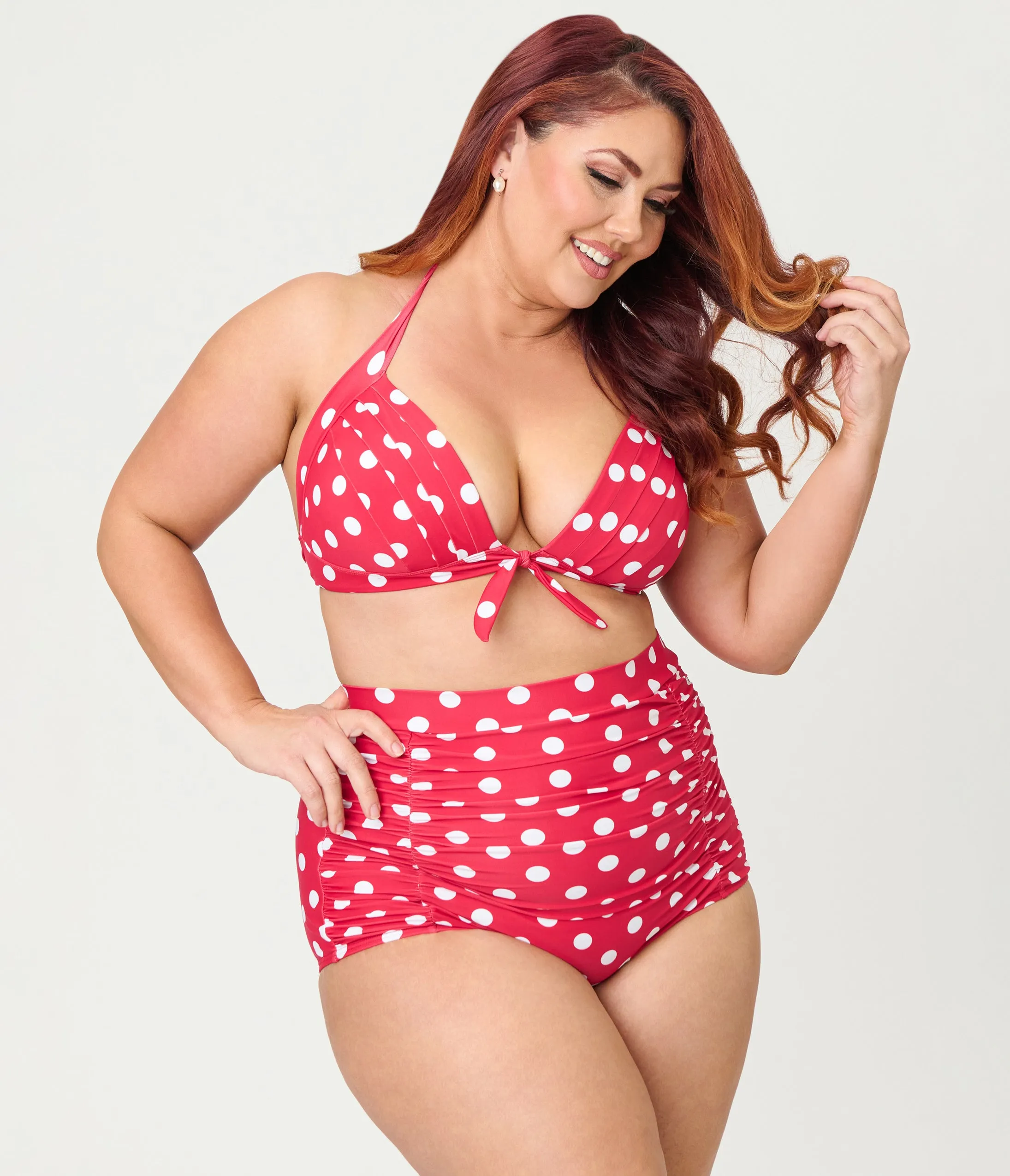 Unique Vintage Plus Size Red White Dots Monroe High Waist Swim Bottom sold by Unique Vintage product image thumbnail 4