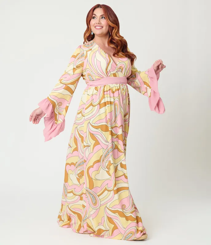 Unique Vintage Plus Size Pink Paisley Maxi Dress sold by Unique Vintage