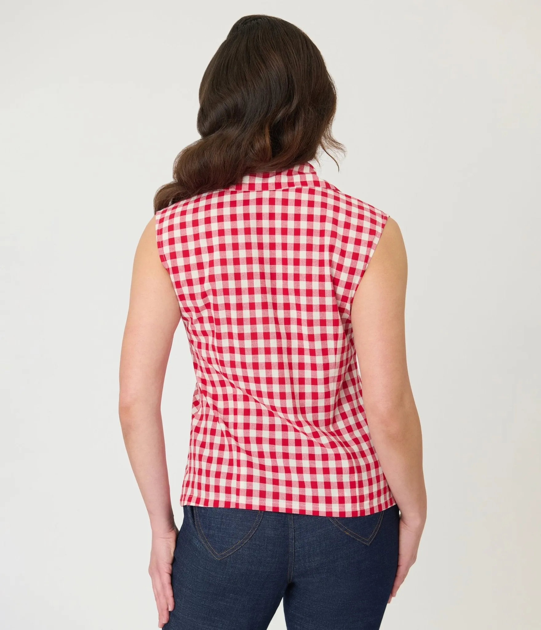 Barbie™ x Unique Vintage Red Gingham Picnic Blouse sold by Unique Vintage product image thumbnail 2
