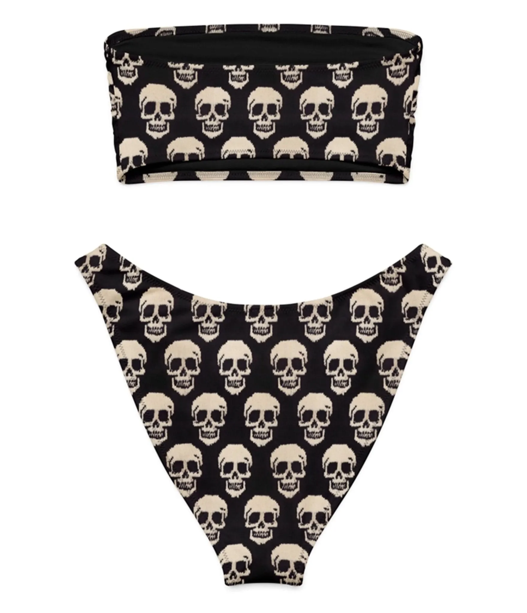Black Skull Bandeau Two Piece Swim Set sold by Unique Vintage product image thumbnail 2