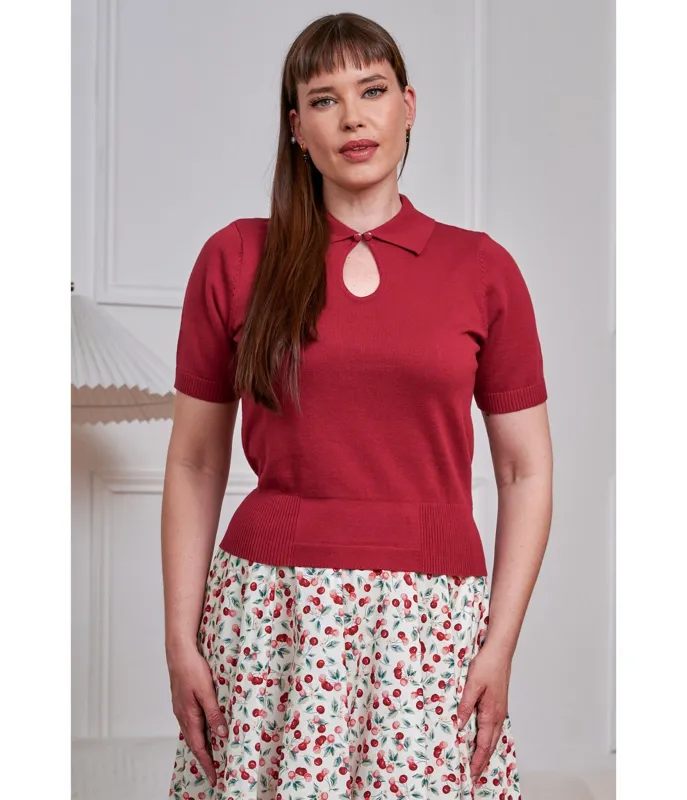 Banned Burgundy Cotton Rosanna Sweater made by Unique Vintage