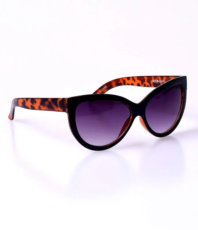 Brown & Tortoise Love Story Retro Cat Eye Sunglasses sold by Unique Vintage