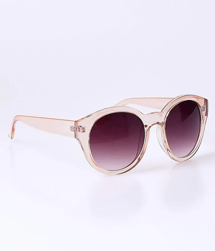 Clear Champagne Overlarge Round Marlo Retro Sunglasses sold by Unique Vintage