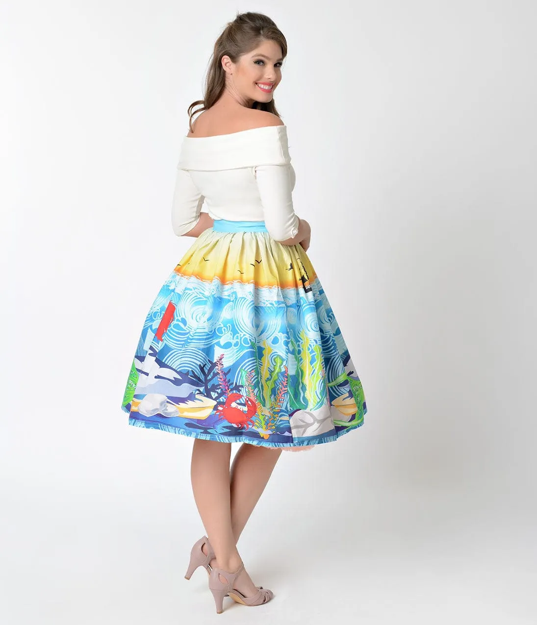 Unique Vintage 1950s Mermaid Daydream High Waist Swing Skirt sold by Unique Vintage product image thumbnail 3
