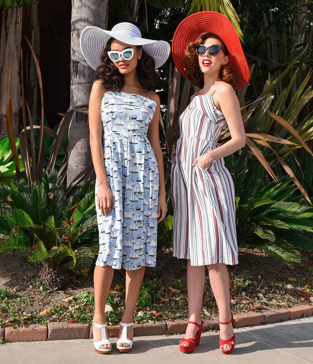 Unique Vintage Light Blue & Sailboat Print Wide Leg Nancy Romper sold by Unique Vintage product image thumbnail 5