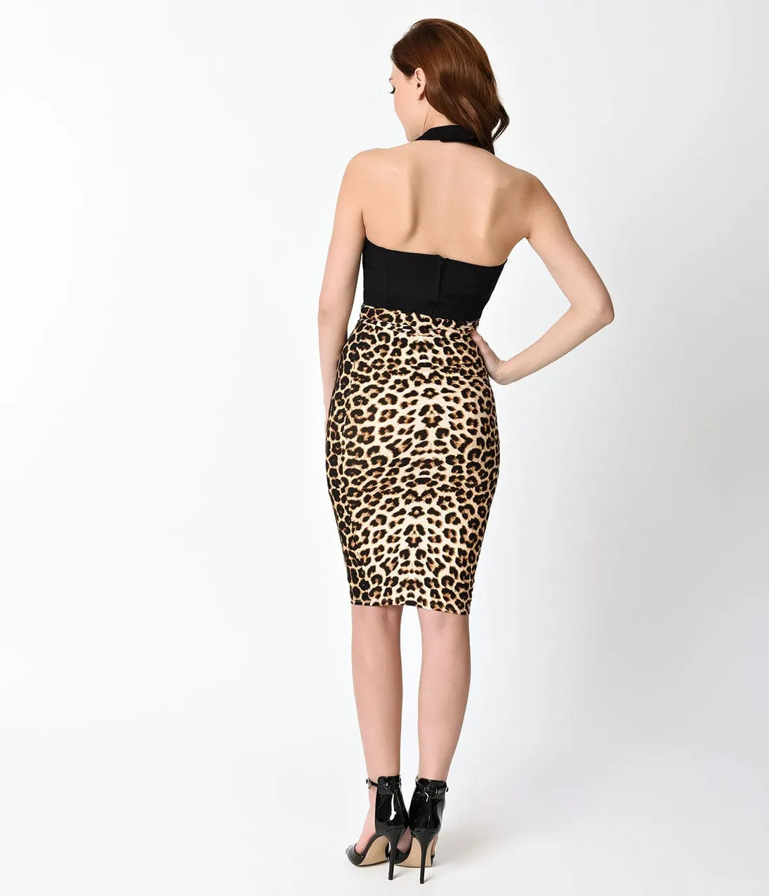 Unique Vintage 1950s Leopard Print High Waist Katharine Wiggle Skirt sold by Unique Vintage product image thumbnail 3