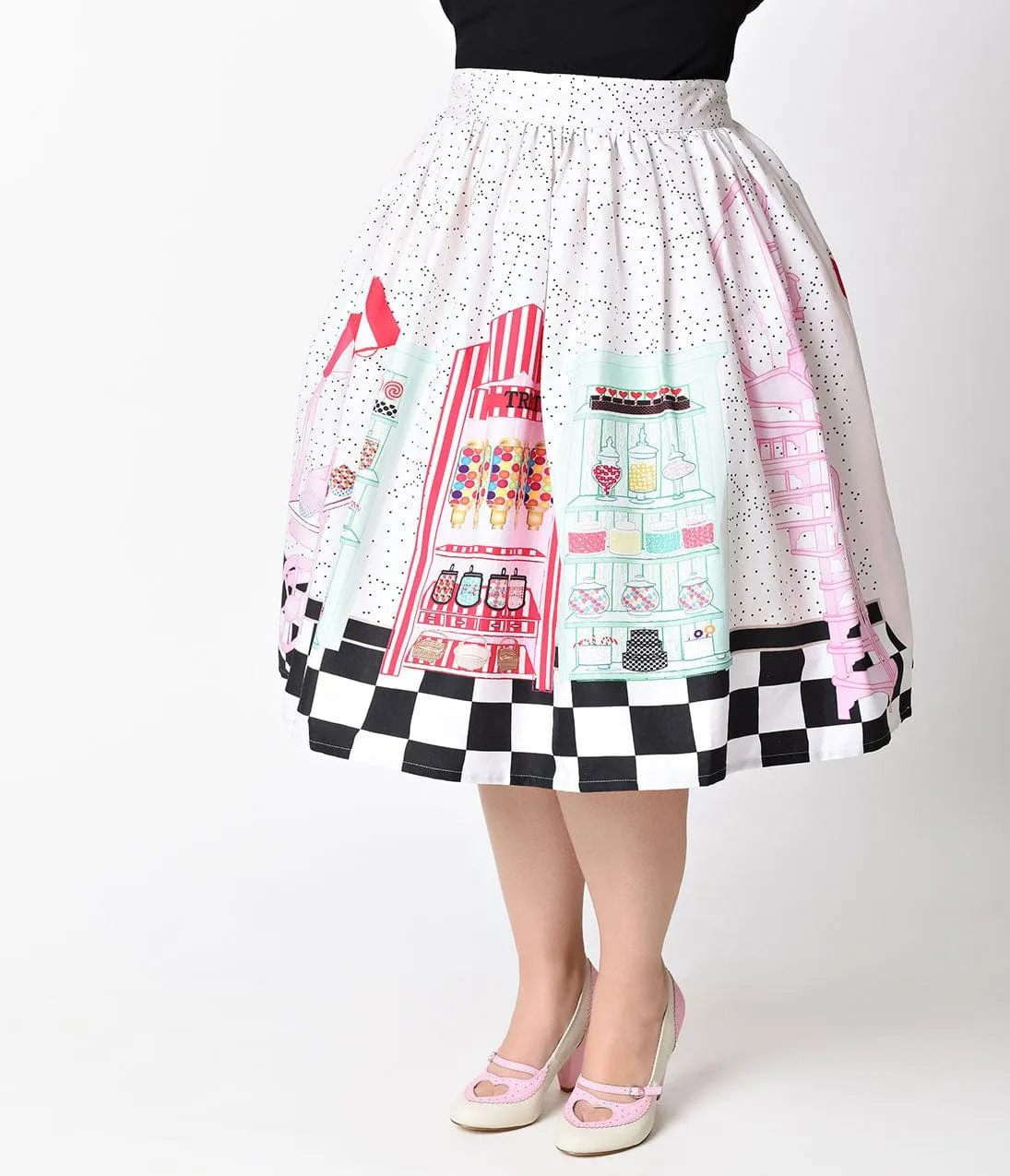 Unique Vintage Plus Size 1950s Candy Shop High Waist Circle Swing Skirt sold by Unique Vintage product image thumbnail 2