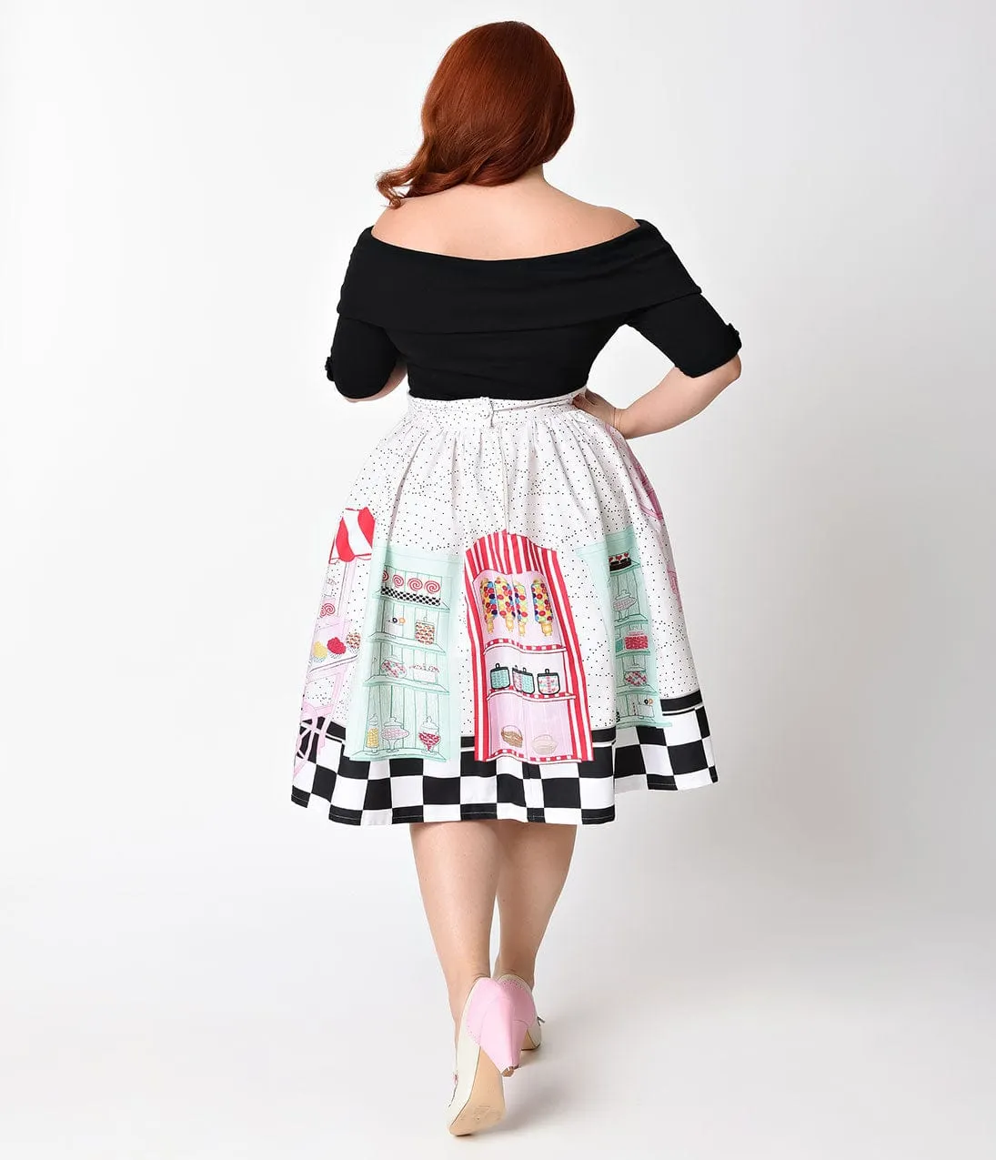 Unique Vintage Plus Size 1950s Candy Shop High Waist Circle Swing Skirt sold by Unique Vintage product image thumbnail 3
